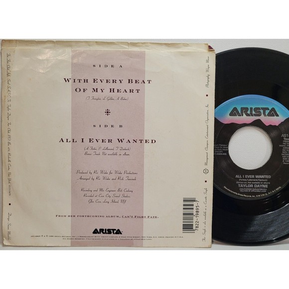 Taylor Dayne 45 With Every Beat Of My Heart / All I Ever Wanted Arista VG/VG - Picture 2 of 2